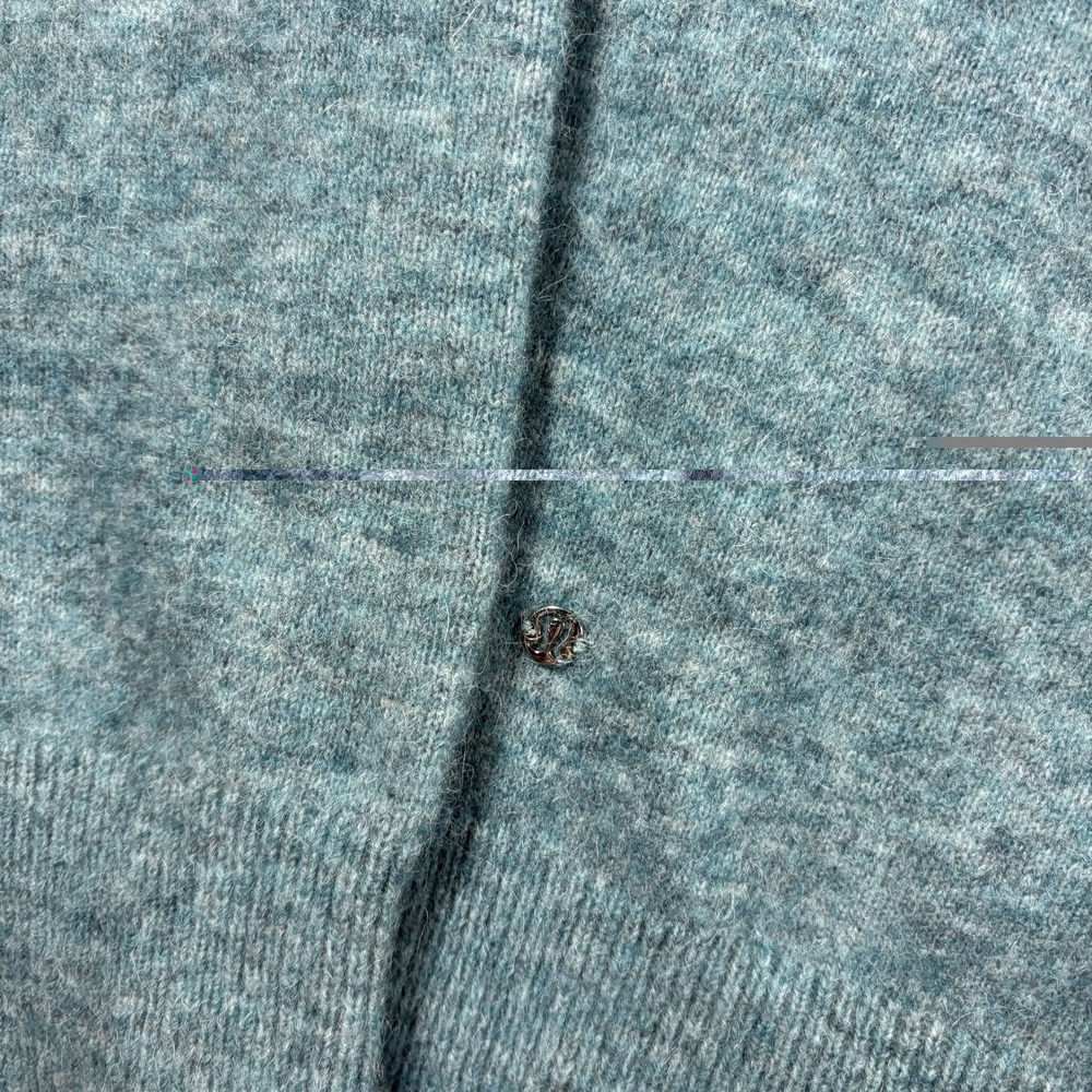 Lululemon Alpaca Wool Blend Cardigan Sweater Large Glacier Lake Teal LW3HQWS - Picture 3 of 6